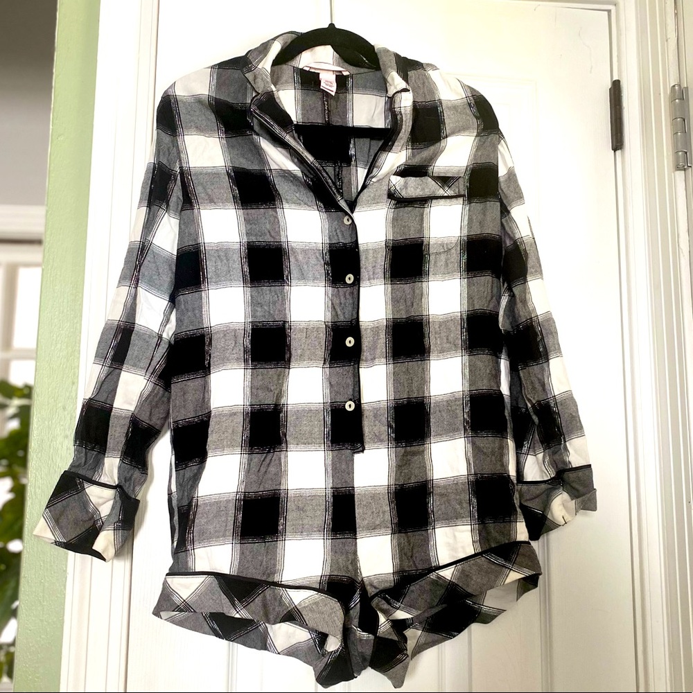 Plaid long sleeve romper